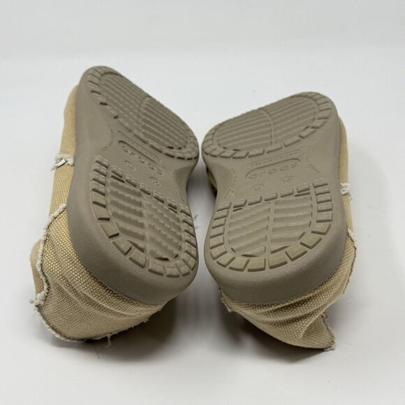 Crocs Santa Cruz Shoes Mens 10 Tan Brown Canvas Slip On Loafers Comfort Preppy main image 14